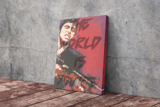 Scarface The World is Yours Poster Tony Montana Movie Canvas Unique Design Wall Art Print Hand Made Ready to Hang Custom Design