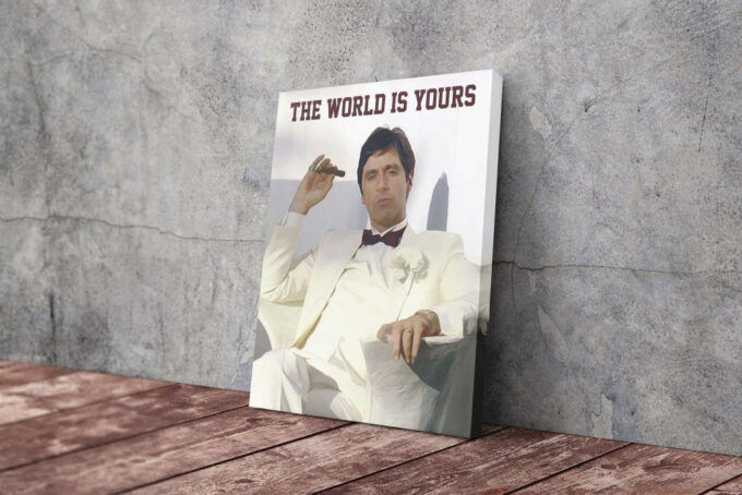 Scarface The World is Yours Poster Tony Montana Movie Canvas Unique Design Wall Art Print Hand Made Ready to Hang Custom Design