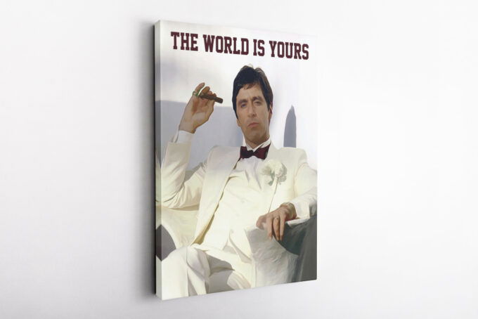 Scarface The World is Yours Poster Tony Montana Movie Canvas Unique Design Wall Art Print Hand Made Ready to Hang Custom Design