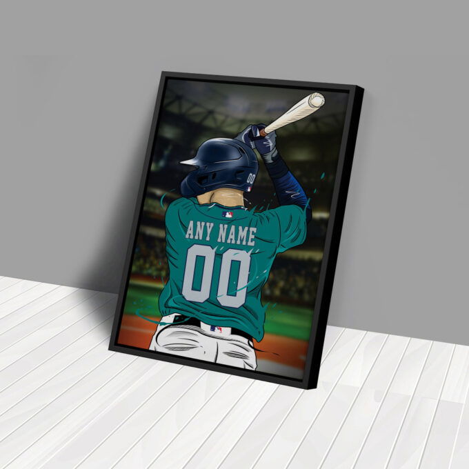 Seattle Mariners Jersey MLB Personalized Jersey Custom Name and Number Canvas Wall Art Print Home Decor Framed Poster Man Cave Gift