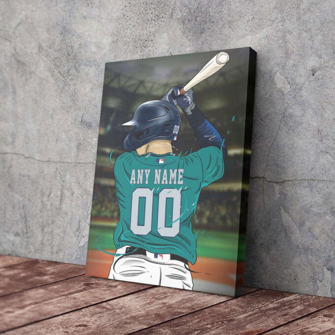 Seattle Mariners Jersey MLB Personalized Jersey Custom Name and Number Canvas Wall Art Print Home Decor Framed Poster Man Cave Gift