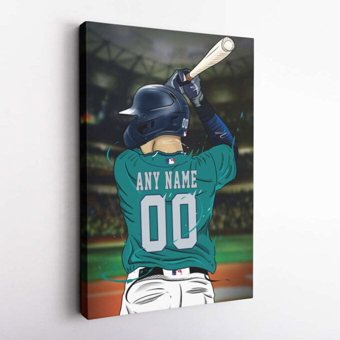 Seattle Mariners Jersey MLB Personalized Jersey Custom Name and Number Canvas Wall Art Print Home Decor Framed Poster Man Cave Gift