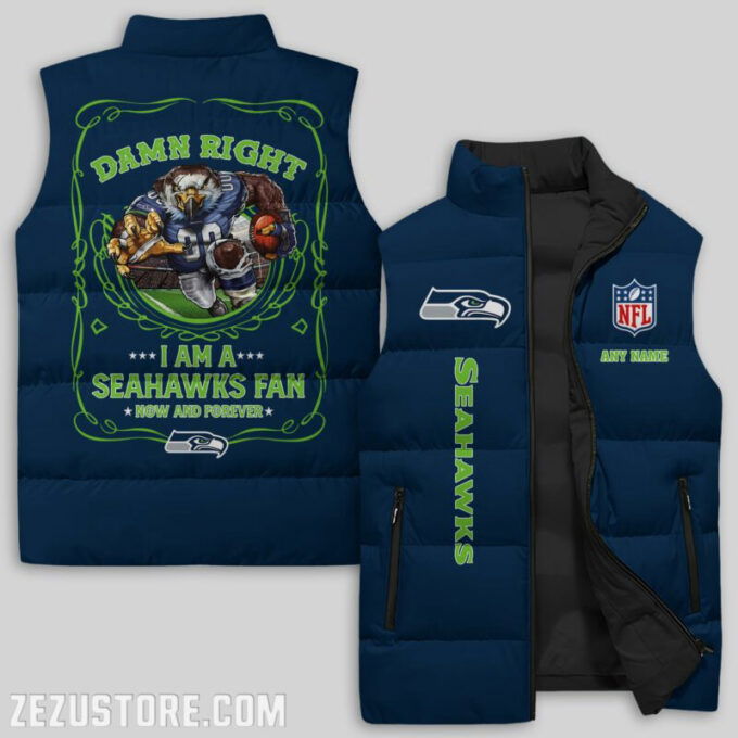 Seattle Seahawks NFL Sleeveless Puffer Jacket Custom For Fans Gifts