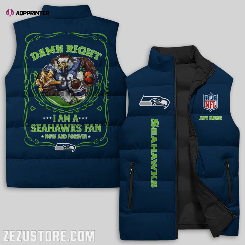 Seattle Seahawks NFL Sleeveless Puffer Jacket Custom For Fans Gifts Seattle Seahawks NFL Sleeveless Puffer Jacket Custom For Fans Gifts