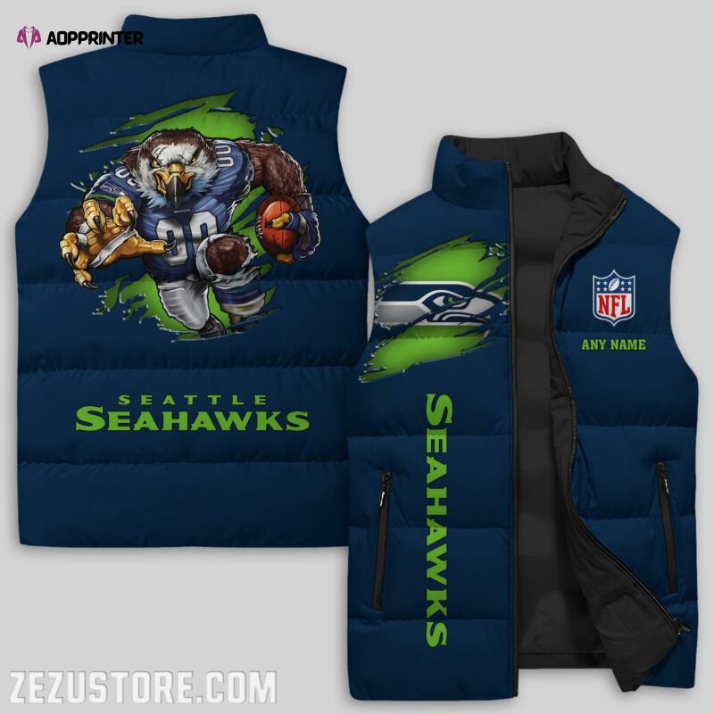 Seattle Seahawks NFL Sleeveless Puffer Jacket Custom For Fans Gifts Seattle Seahawks NFL Sleeveless Puffer Jacket Custom For Fans Gifts