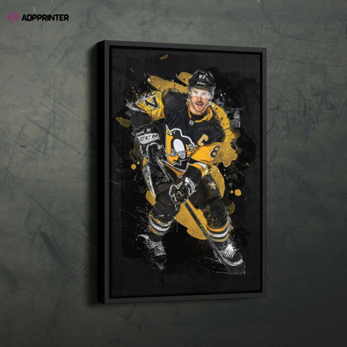 Sidney Crosby Art Pittsburgh Penguins NHL Wall Art Home Decor Hand Made Poster Canvas Print