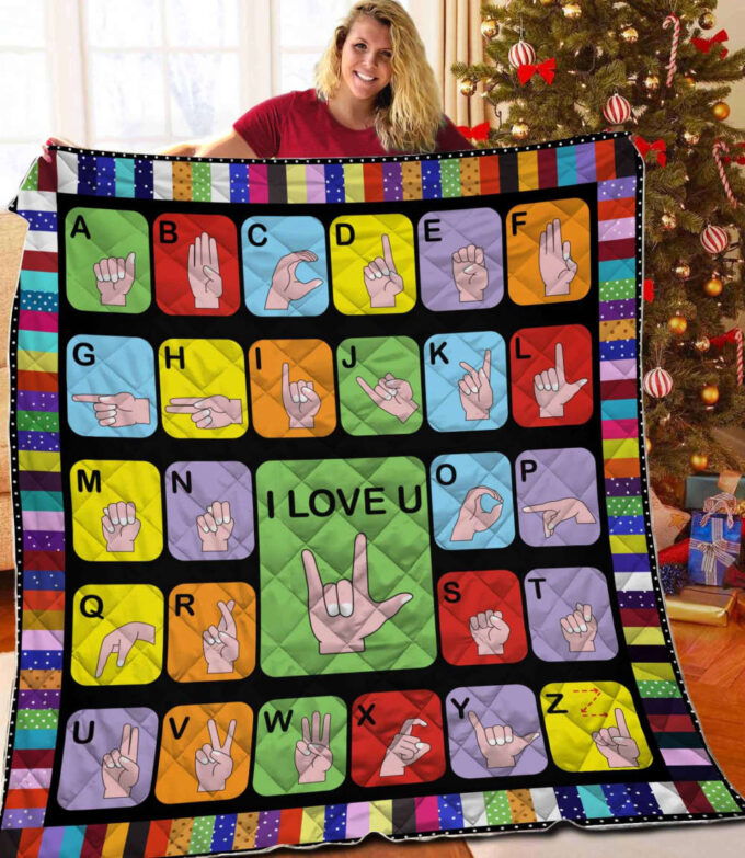 Sign Language Quilt Blanket Pi211201