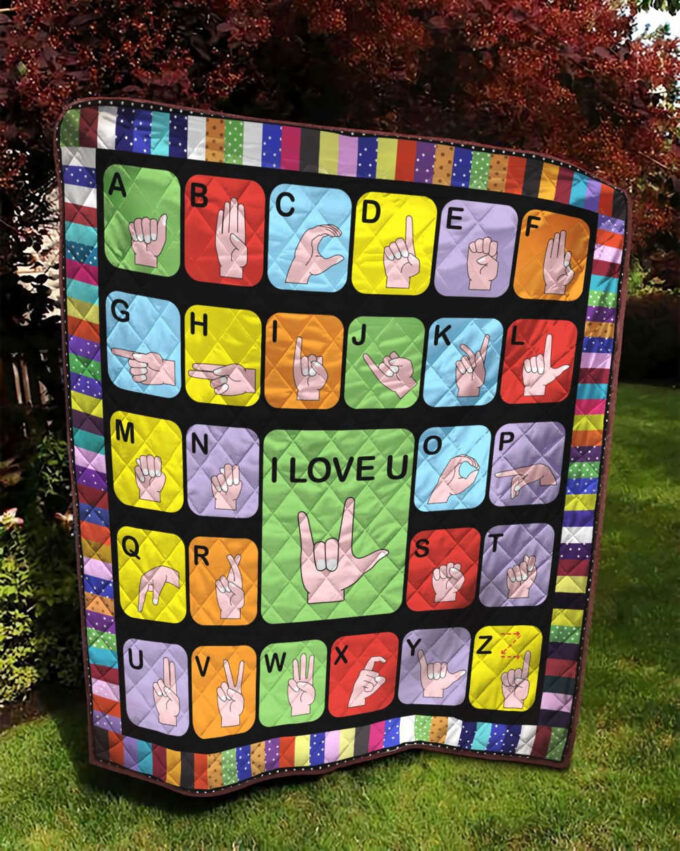 Sign Language Quilt Blanket Pi211201