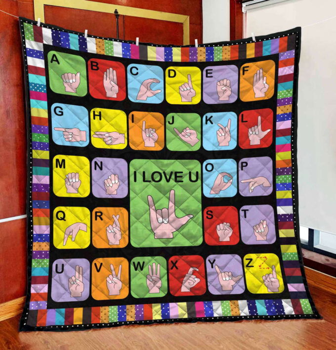 Sign Language Quilt Blanket Pi211201