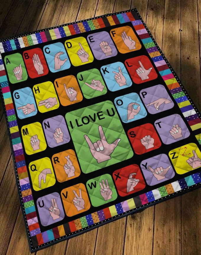 Sign Language Quilt Blanket Pi211201