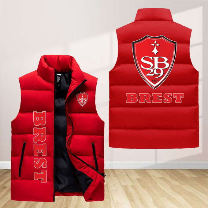 Stade Brestois 29 Sleeveless Puffer Jacket Custom For Fans Gifts