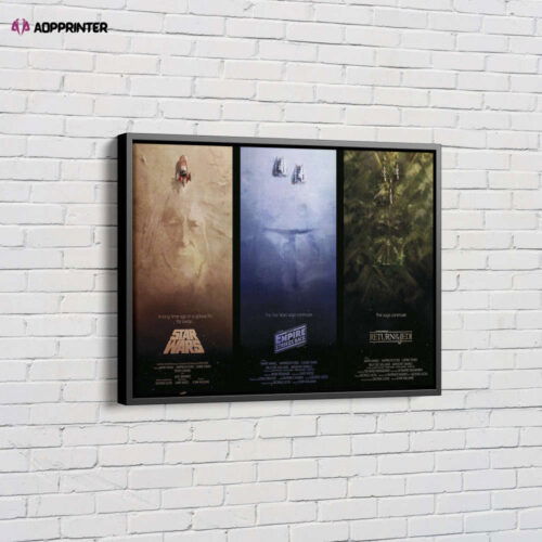Star Wars Trilogy Poster Canvas Unique Design Wall Art Print Hand Made Ready to Hang Custom Design