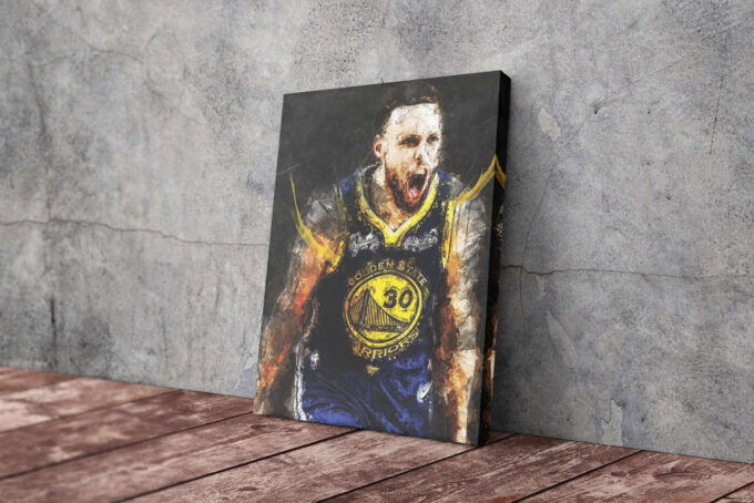 Stephen Curry Poster Painting Golden State Warriors Canvas Unique Design Wall Art Print Hand Made Ready to Hang Custom Design