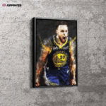 Stephen Curry Poster Painting Golden State Warriors Canvas Unique Design Wall Art Print Hand Made Ready to Hang Custom Design