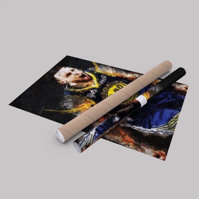 Stephen Curry Poster Painting Golden State Warriors Canvas Unique Design Wall Art Print Hand Made Ready to Hang Custom Design