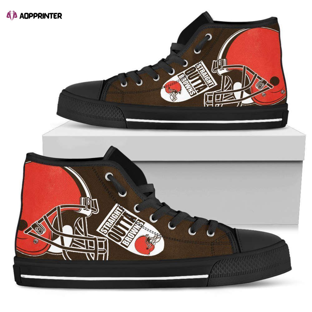 Straight Outta Cleveland Browns NFL Custom Canvas High Top Shoes Straight Outta Cleveland Browns NFL Custom Canvas High Top Shoes
