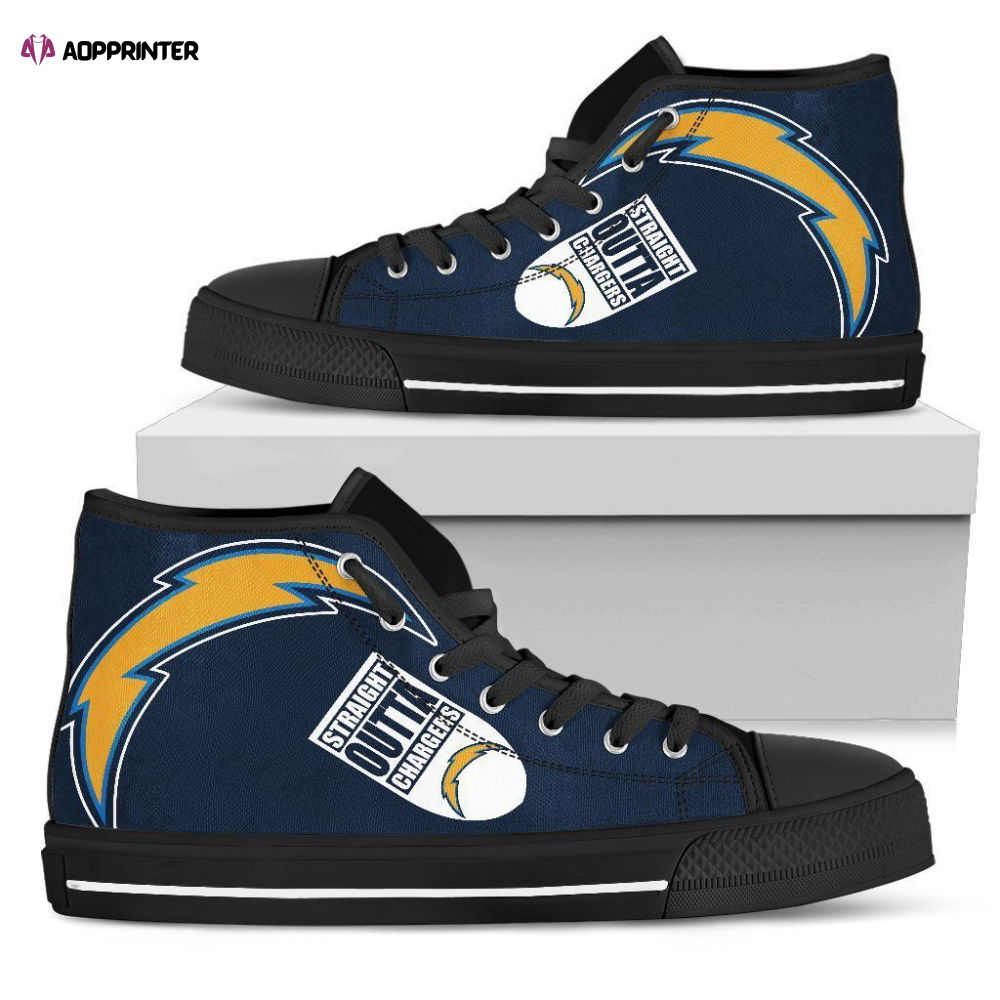Straight Outta Los Angeles Chargers NFL Custom Canvas High Top Shoes Straight Outta Los Angeles Chargers NFL Custom Canvas High Top Shoes