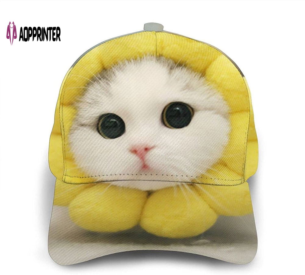 Sunflower Cat Print Casual Baseball 3D Cap Adjustable Twill Sports Dad Hats for Unisex Sunflower Cat Print Casual Baseball 3D Cap Adjustable Twill Sports Dad Hats for Unisex