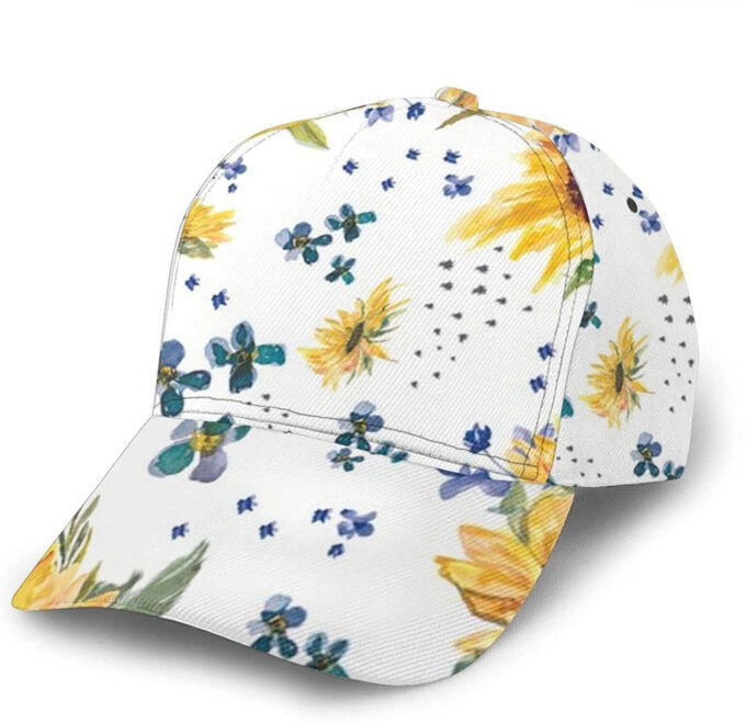 Sunflower Print Casual Baseball Cap Adjustable Twill Sports Dad Hats for Unisex