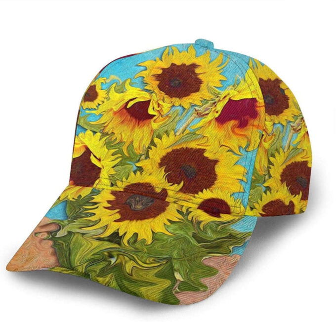 Sunflower Print Classic Baseball 3D Cap Adjustable Twill Sports Dad Hats for Unisex