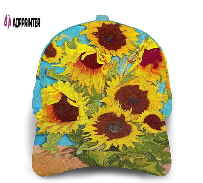Sunflower Print Classic Baseball 3D Cap Adjustable Twill Sports Dad Hats for Unisex
