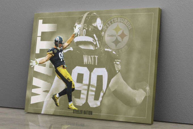 T.J.Watt Poster Pittsburgh Steelers linebacker NFL Canvas Unique Design Wall Art Print Hand Made Ready to Hang Custom Design