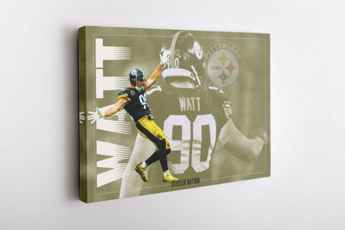 T.J.Watt Poster Pittsburgh Steelers linebacker NFL Canvas Unique Design Wall Art Print Hand Made Ready to Hang Custom Design