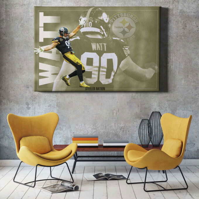 T.J.Watt Poster Pittsburgh Steelers linebacker NFL Canvas Unique Design Wall Art Print Hand Made Ready to Hang Custom Design