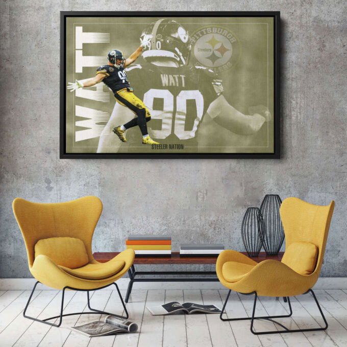 T.J.Watt Poster Pittsburgh Steelers linebacker NFL Canvas Unique Design Wall Art Print Hand Made Ready to Hang Custom Design