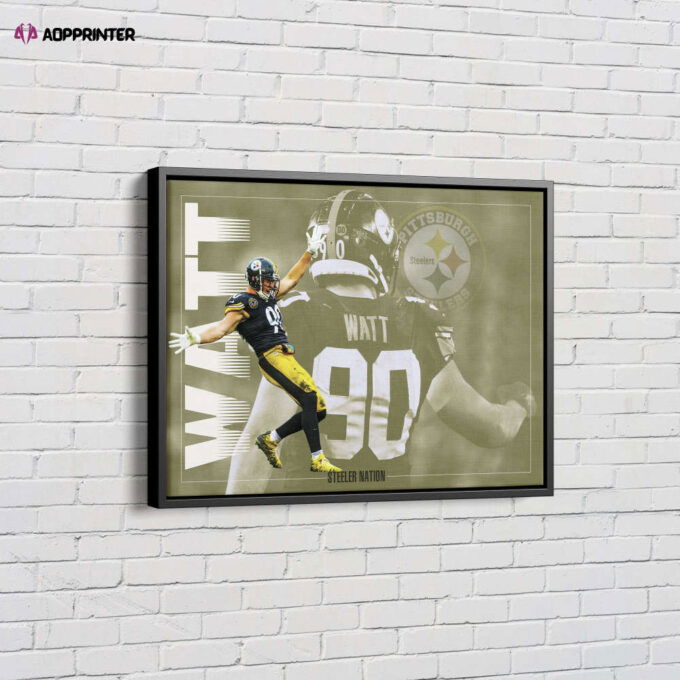 T.J.Watt Poster Pittsburgh Steelers linebacker NFL Canvas Unique Design Wall Art Print Hand Made Ready to Hang Custom Design