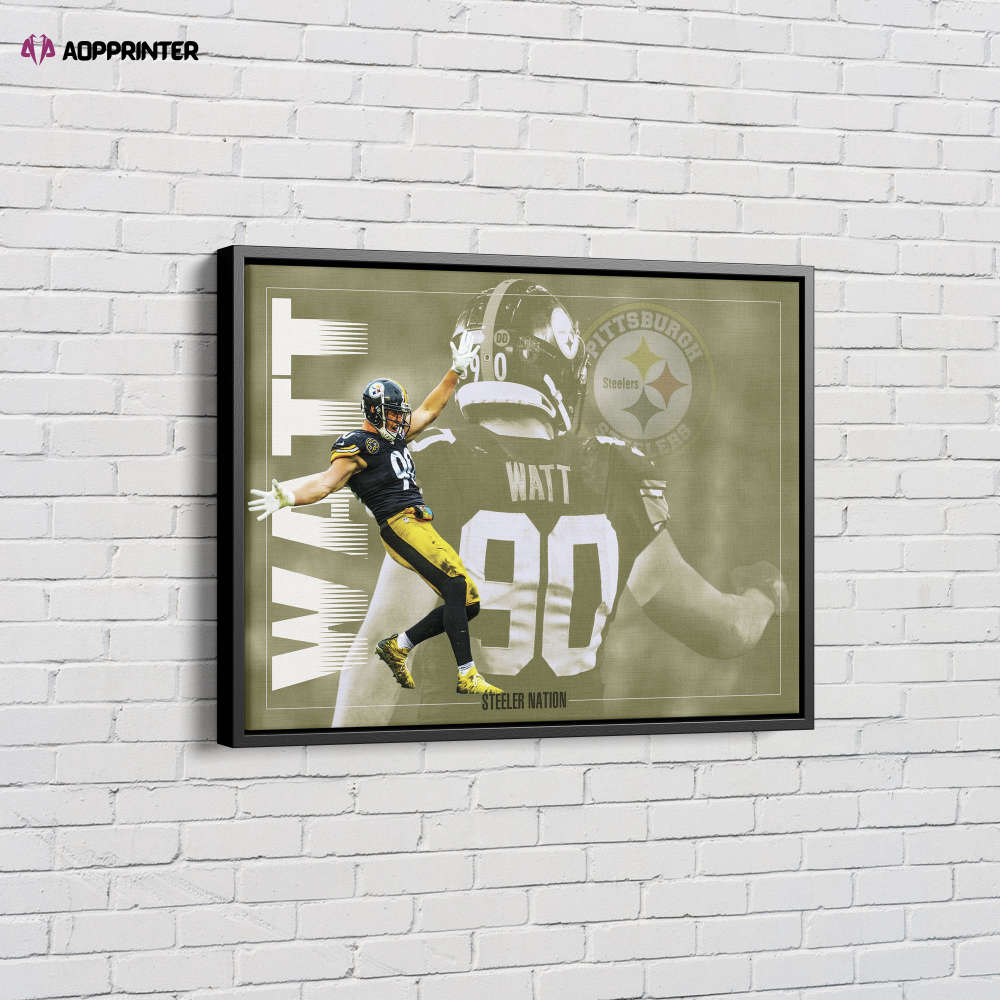 T.J.Watt Poster Pittsburgh Steelers linebacker NFL Canvas Unique Design Wall Art Print Hand Made Ready to Hang Custom Design T.J.Watt Poster Pittsburgh Steelers linebacker NFL Canvas Unique Design Wall Art Print Hand Made Ready to Hang Custom Design