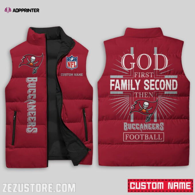 Tampa Bay Buccaneers NFL Sleeveless Puffer Jacket Custom For Fans Gifts