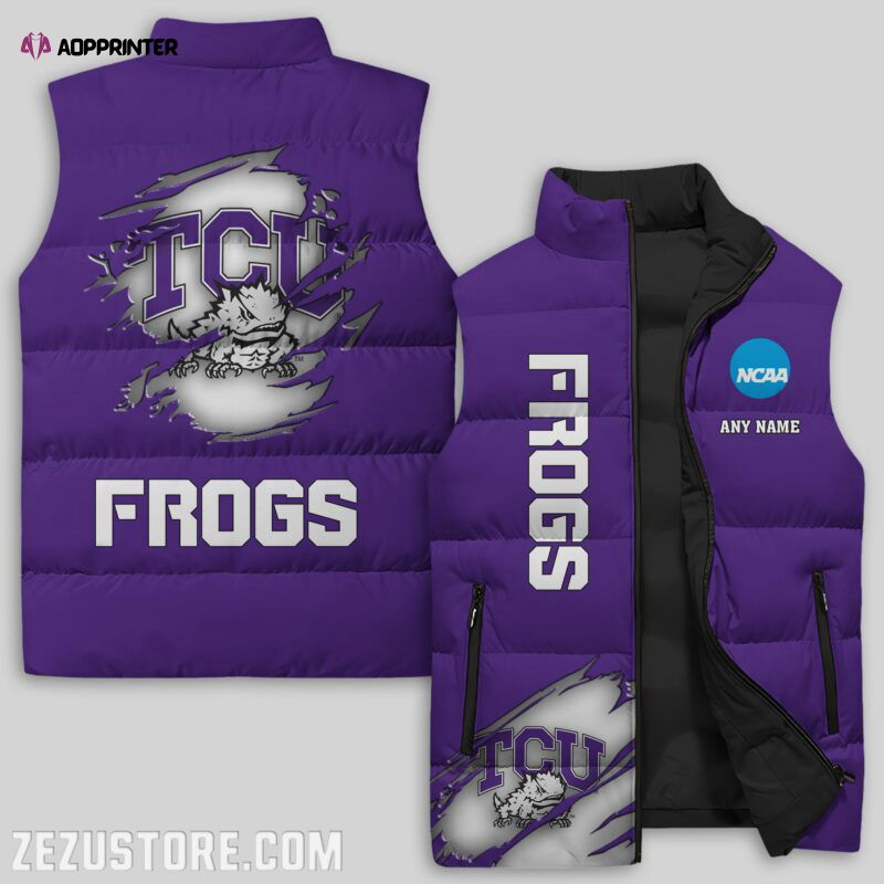 TCU Horned Frogs NCAA Sleeveless Puffer Jacket Custom For Fans Gifts TCU Horned Frogs NCAA Sleeveless Puffer Jacket Custom For Fans Gifts