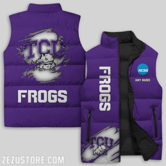 TCU Horned Frogs NCAA Sleeveless Puffer Jacket Custom For Fans Gifts