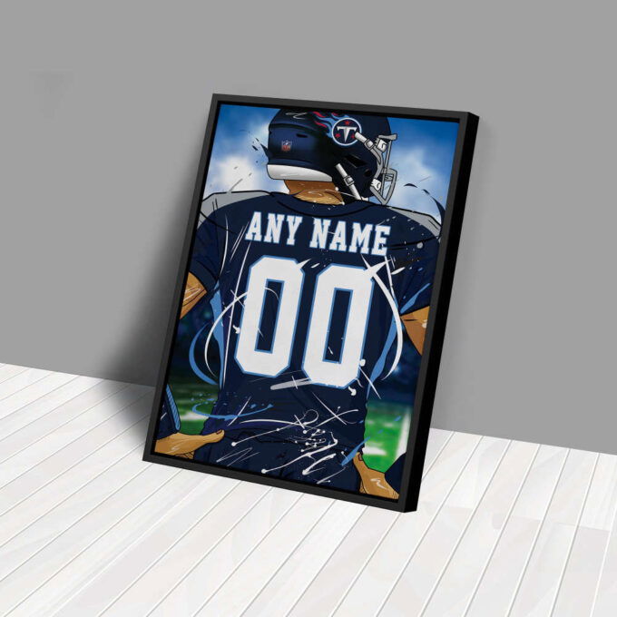 Tennessee Titans Jersey NFL Personalized Jersey Custom Name and Number Canvas Wall Art  Print Home Decor Framed Poster Man Cave Gift