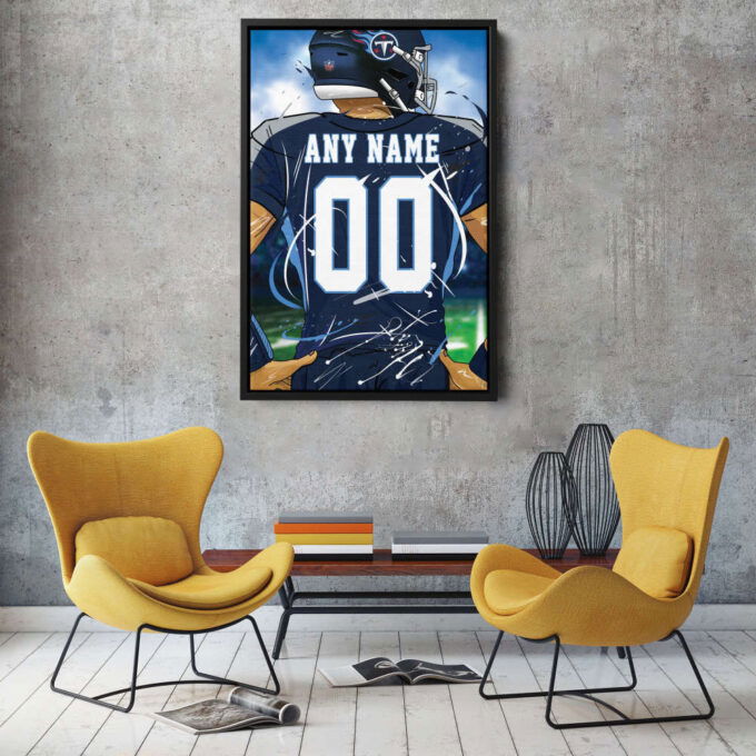 Tennessee Titans Jersey NFL Personalized Jersey Custom Name and Number Canvas Wall Art  Print Home Decor Framed Poster Man Cave Gift