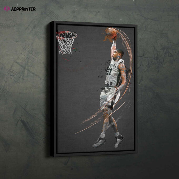 Tim Duncan Art Dunk San Antonio Spurs NBA Wall Art Home Decor Hand Made Poster Canvas Print
