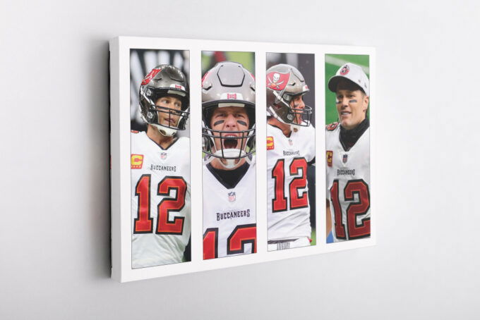 Tom Brady Collage Art Poster Tampa Bay Buccaneers Canvas Unique Design Wall Art Print Hand Made Ready to Hang Custom Design