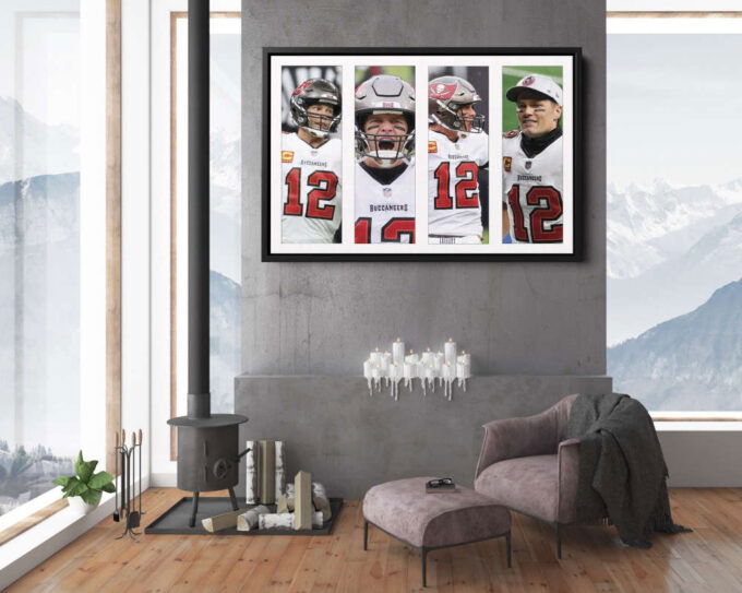 Tom Brady Collage Art Poster Tampa Bay Buccaneers Canvas Unique Design Wall Art Print Hand Made Ready to Hang Custom Design