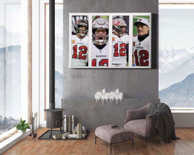 Tom Brady Collage Art Poster Tampa Bay Buccaneers Canvas Unique Design Wall Art Print Hand Made Ready to Hang Custom Design