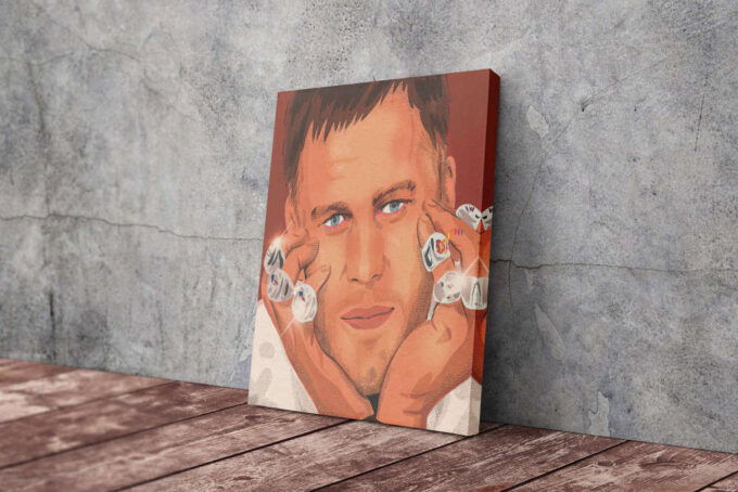 Tom Brady MVP Rings Poster Buccaneers Canvas Unique Design Wall Art Print Hand Made Ready to Hang Custom Design