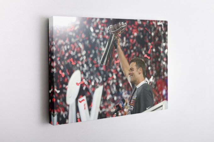 Tom Brady MVP SuperBOWL Celebration Poster Buccaneers Canvas Unique Design Wall Art Print Hand Made Ready to Hang Custom Design
