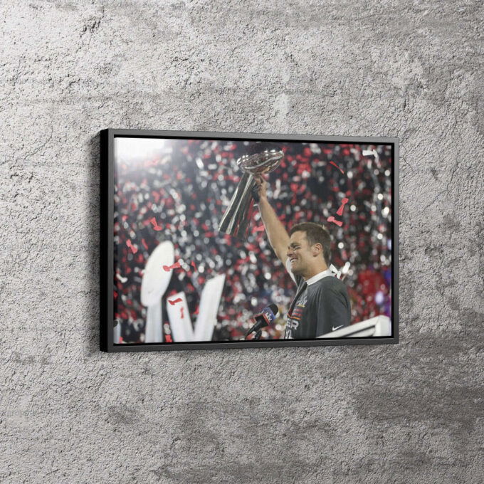 Tom Brady MVP SuperBOWL Celebration Poster Buccaneers Canvas Unique Design Wall Art Print Hand Made Ready to Hang Custom Design