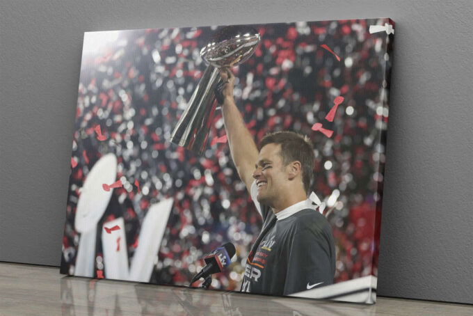 Tom Brady MVP SuperBOWL Celebration Poster Buccaneers Canvas Unique Design Wall Art Print Hand Made Ready to Hang Custom Design