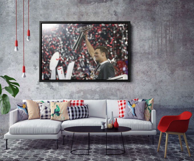 Tom Brady MVP SuperBOWL Celebration Poster Buccaneers Canvas Unique Design Wall Art Print Hand Made Ready to Hang Custom Design