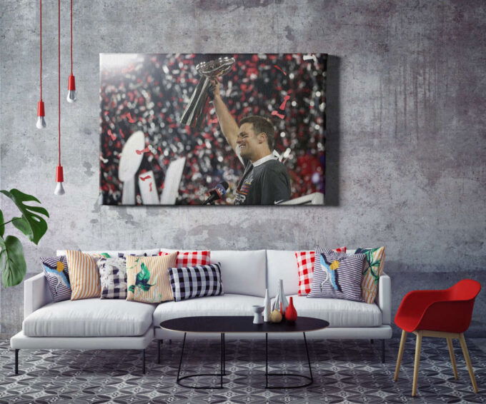 Tom Brady MVP SuperBOWL Celebration Poster Buccaneers Canvas Unique Design Wall Art Print Hand Made Ready to Hang Custom Design