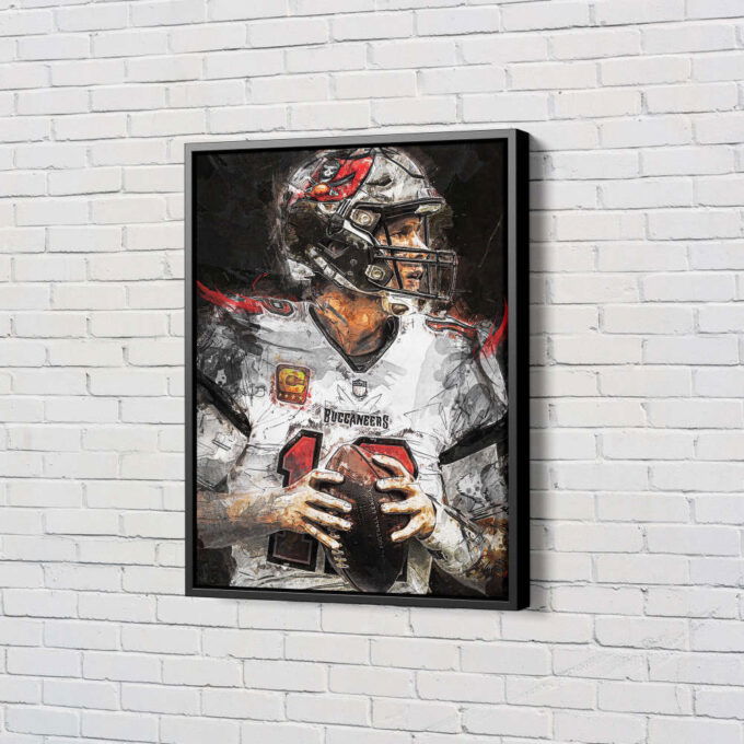 Tom Brady Poster Painting Tampa Bay Buccaneers Foottball Canvas Unique Design Wall Art Print Hand Made Ready to Hang Custom Design