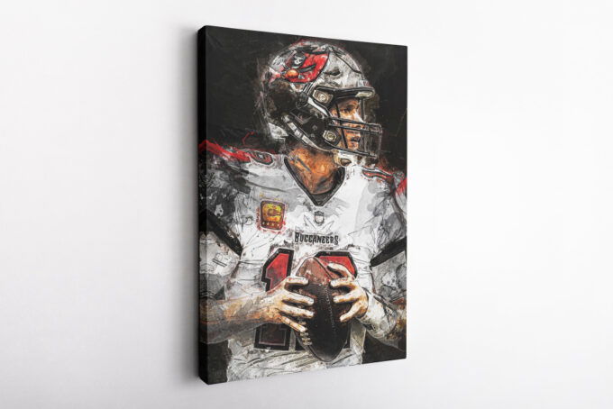 Tom Brady Poster Painting Tampa Bay Buccaneers Foottball Canvas Unique Design Wall Art Print Hand Made Ready to Hang Custom Design