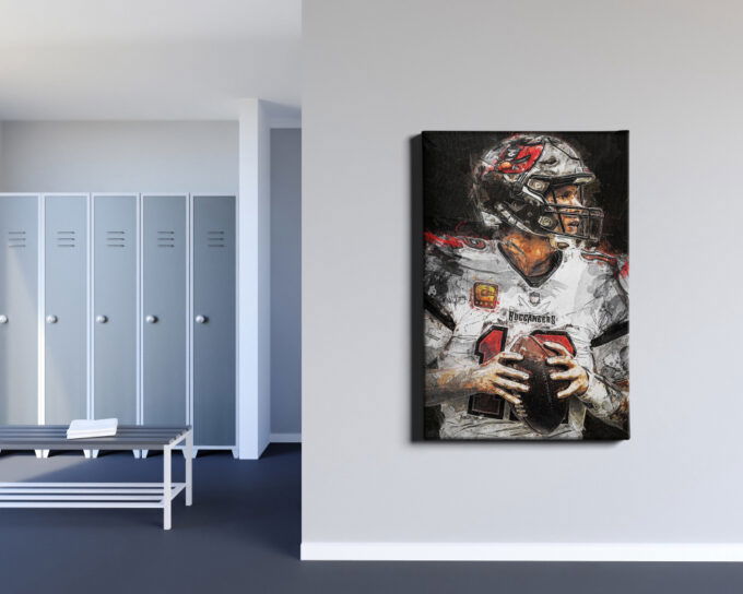 Tom Brady Poster Painting Tampa Bay Buccaneers Foottball Canvas Unique Design Wall Art Print Hand Made Ready to Hang Custom Design