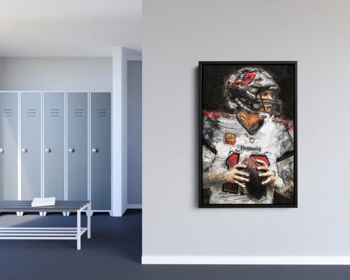 Tom Brady Poster Painting Tampa Bay Buccaneers Foottball Canvas Unique Design Wall Art Print Hand Made Ready to Hang Custom Design